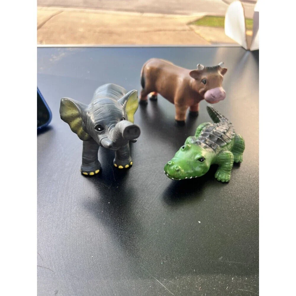 3 Mini Elephants, Cows, Crocodile Figures Educational Toys For Boys & Girls